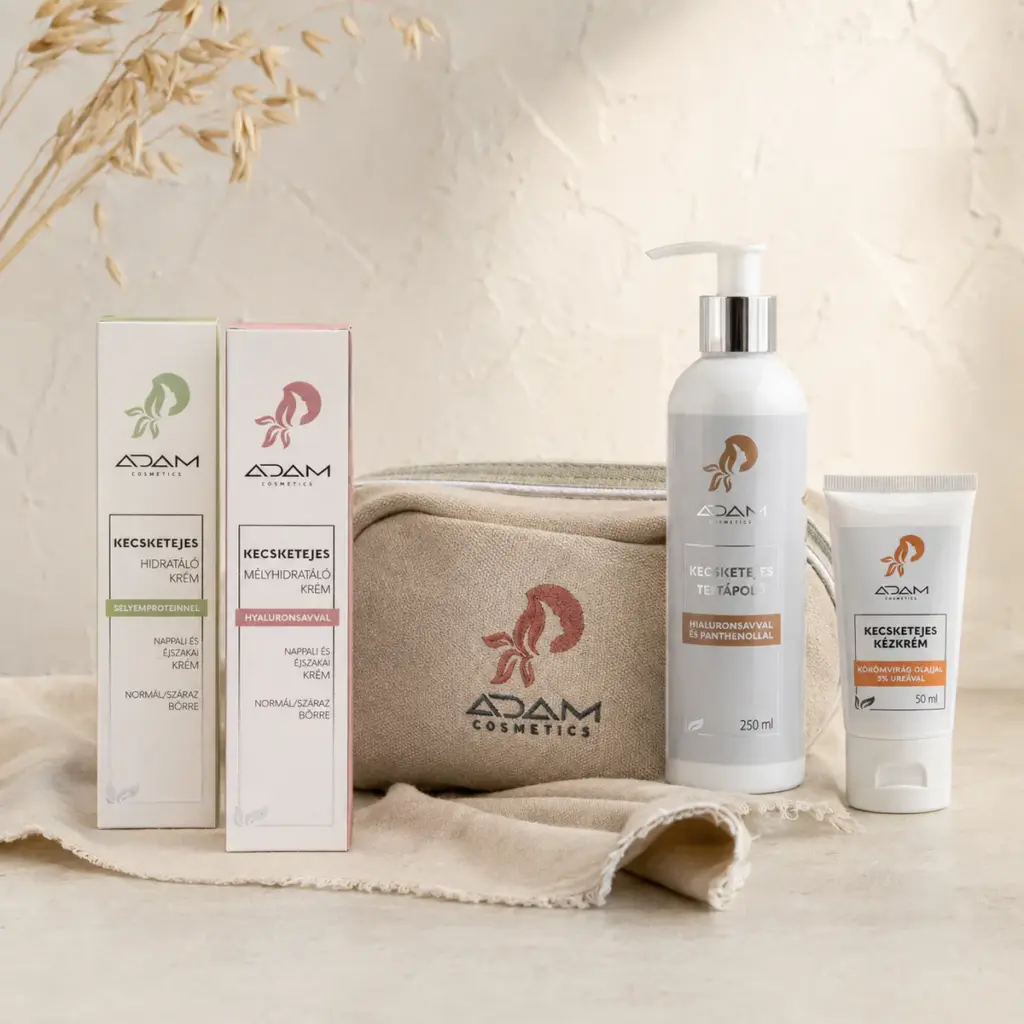 Kecsketejes hidratáló csomag ADAM COSMETICS kozmetikai táskával